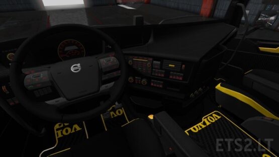 Volvo FH 2012 Black Yellow Interior With Red Lights