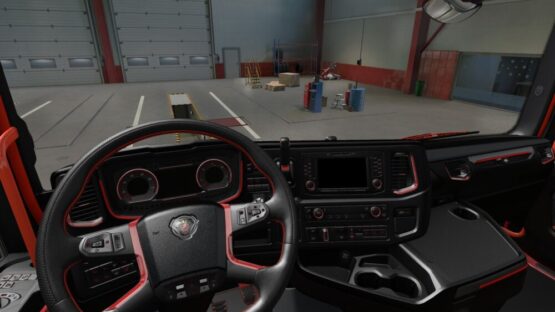 Interior (Dark-red&black) Scania R/S + dashboard 1.48