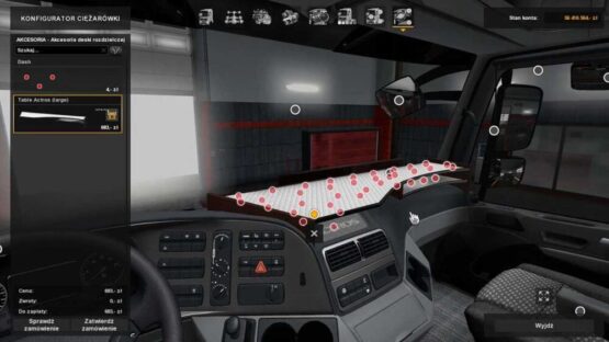 Table & wind-shield set for Actros MP3 v1.23 [1.49]