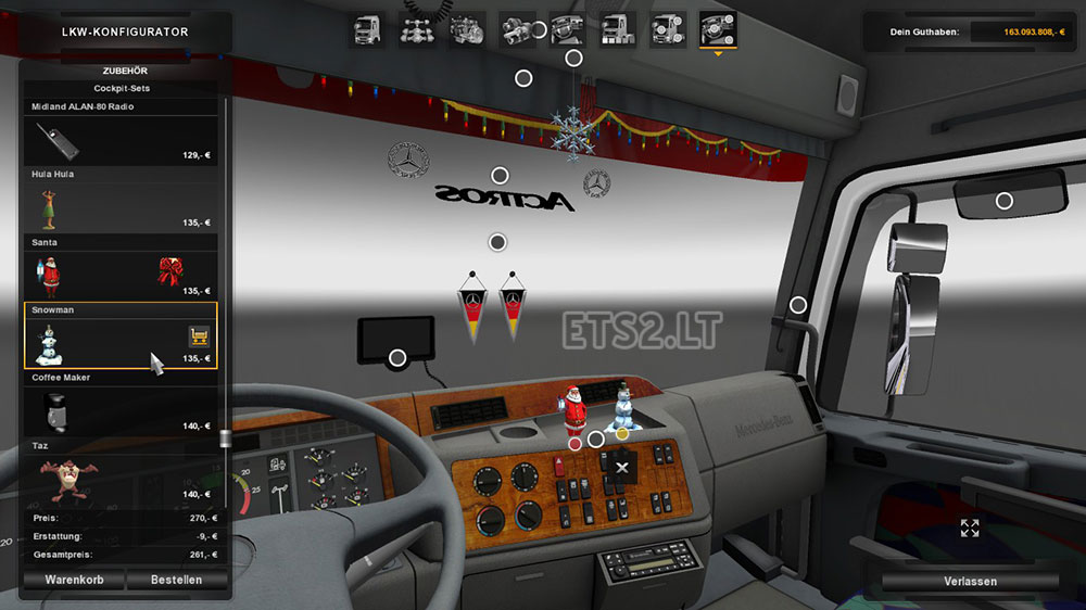 Christmas Addons Compability for Mercedes Actros MP1