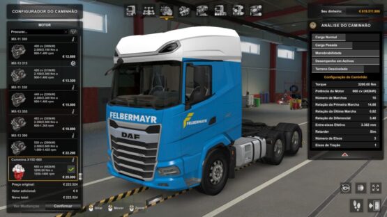 ENGINE DAF 2021 660 HP BY RODONITCHO MODS 1.0 1.43 1.49