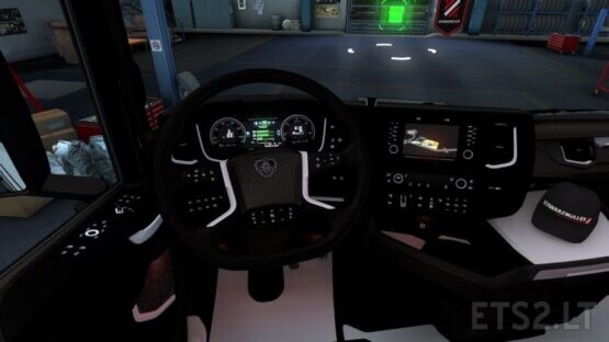 Scania S black white interior